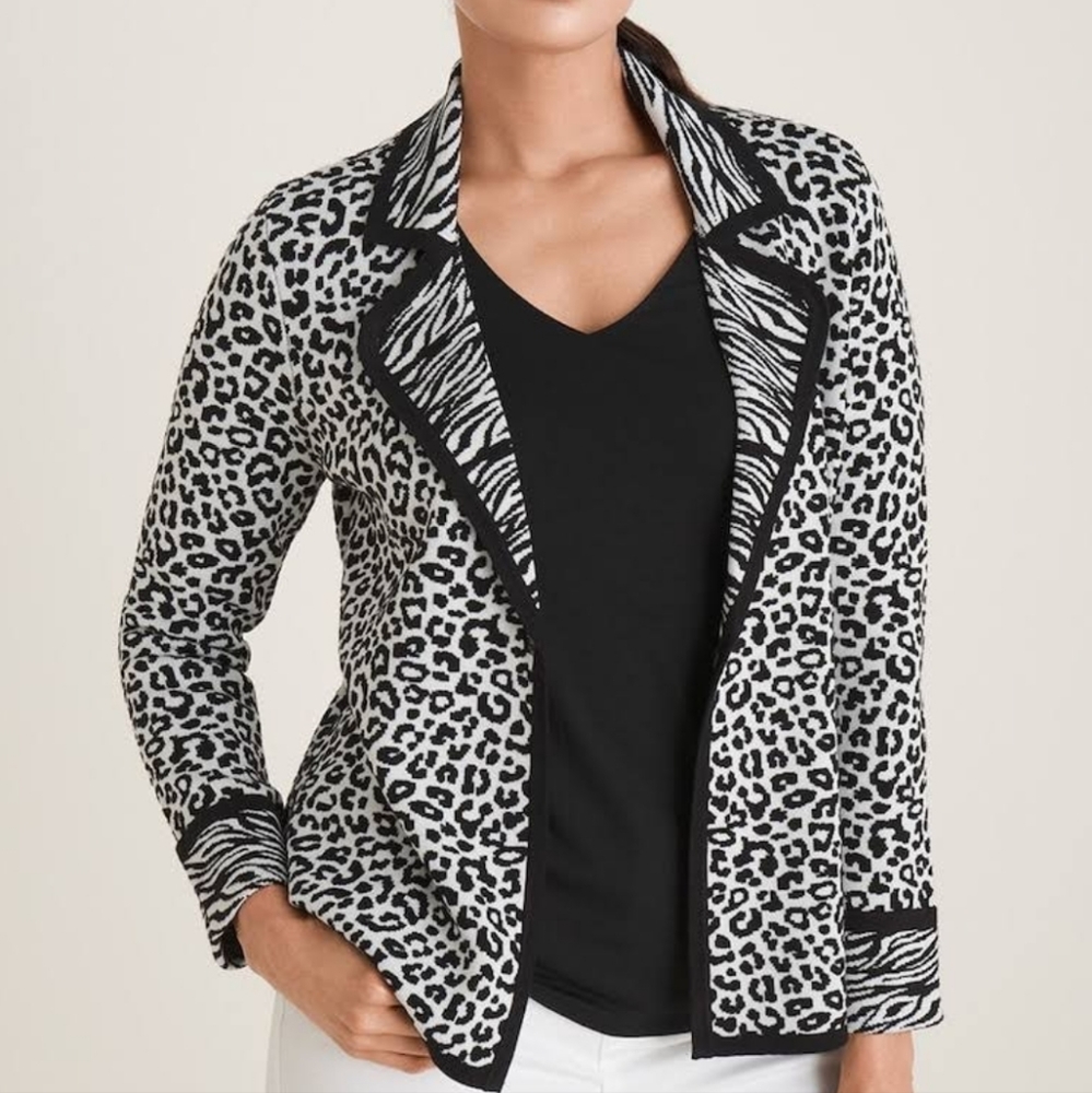 Chicos Leopard And Zebra Print Cardigan Sweater. - image 1
